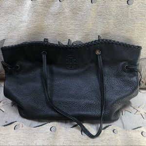 Black Leather Tory Burch Tote - 17.5”L x 10.5” H